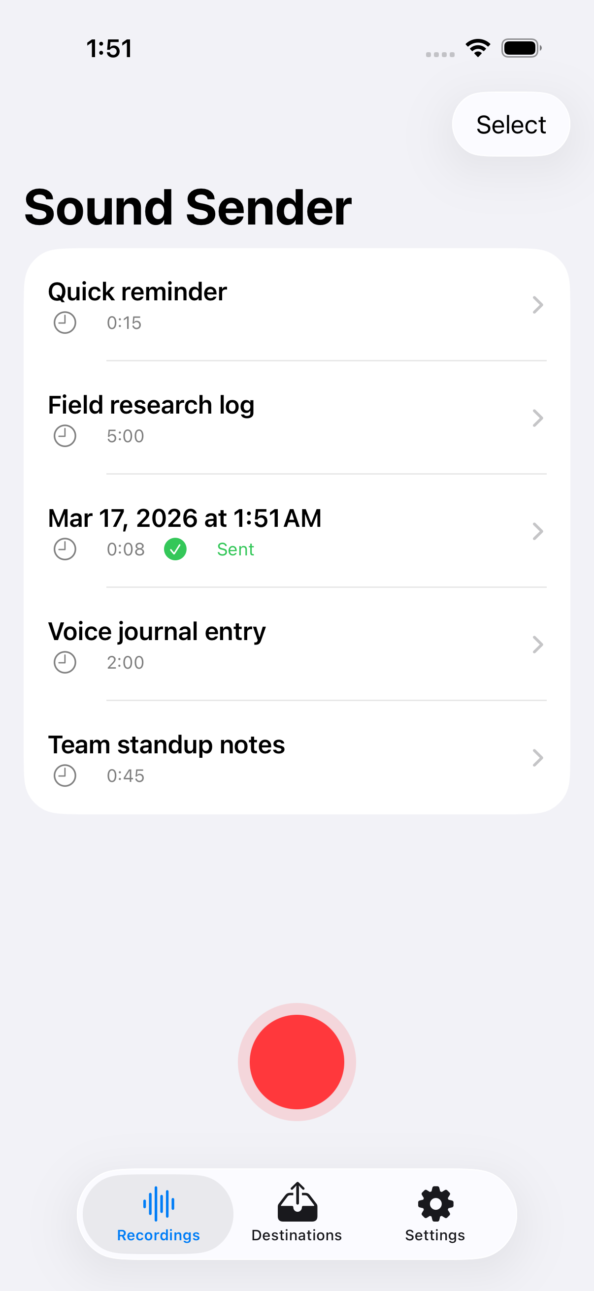 Voice Vector recordings list